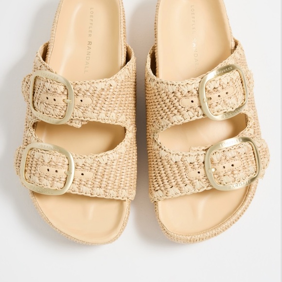 Loeffler Randall Shoes - Loeffler Randall Beige Woven Buckle Sandals